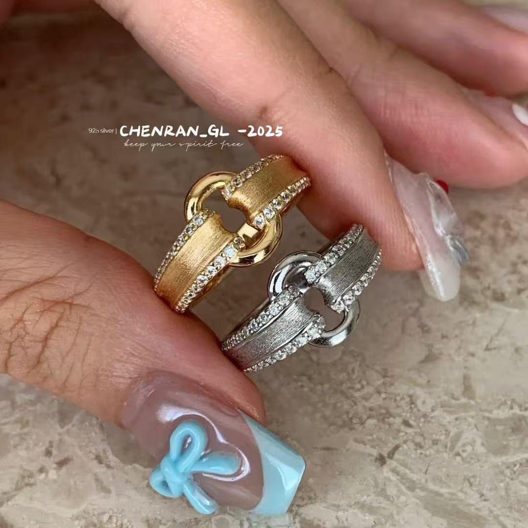 S925 silver o-clasp brushed ring