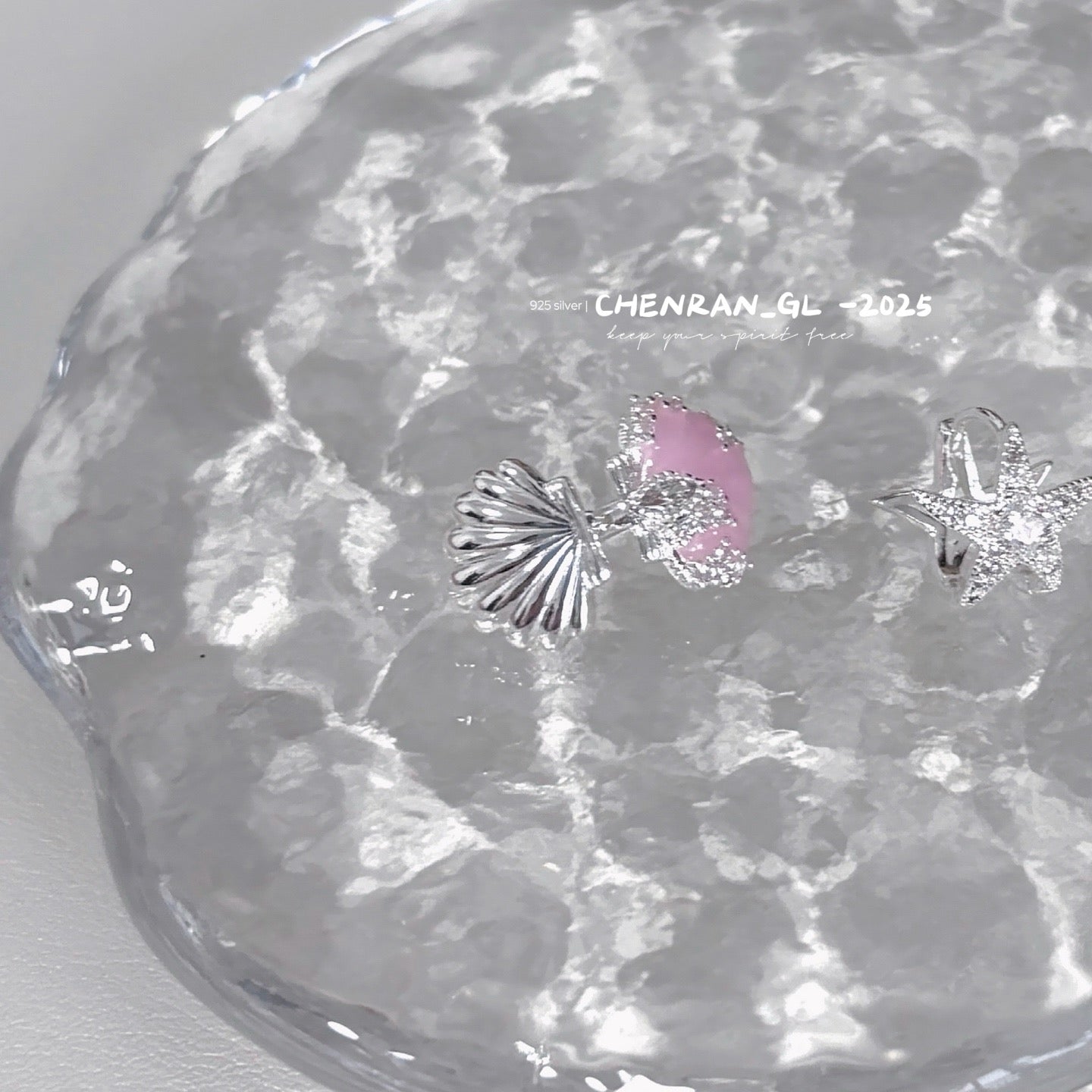 Sweet pink shell star earrings