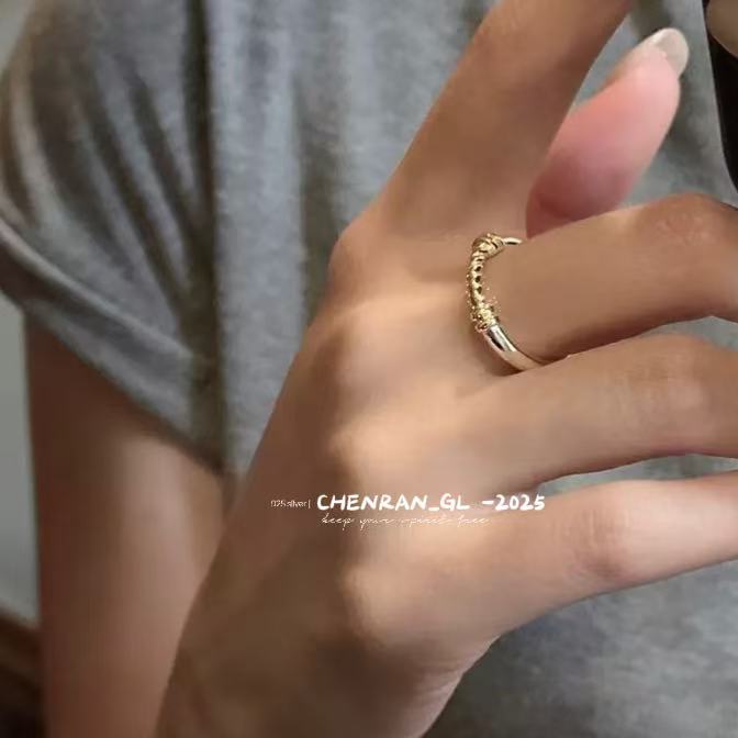 Gold and silver color-matched s925 silver ring