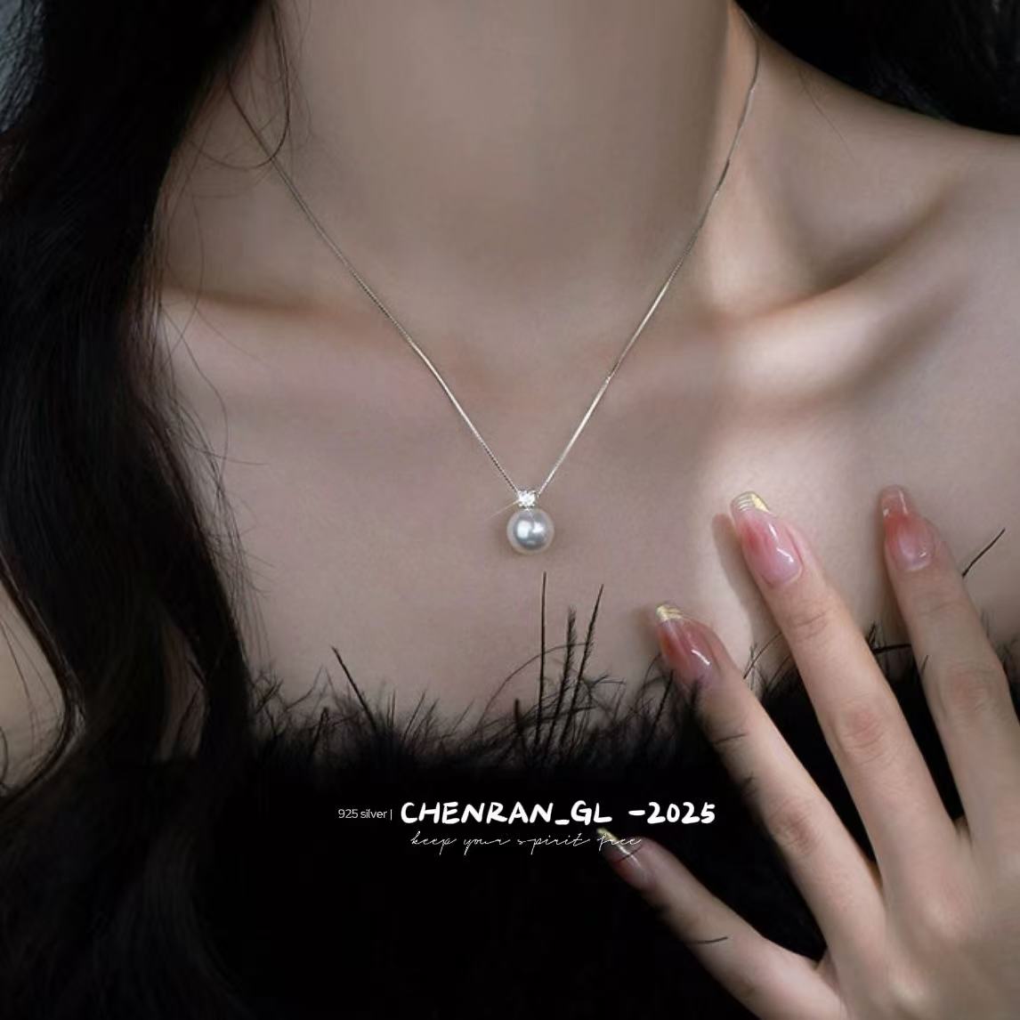 S925 silver faux pearl necklace