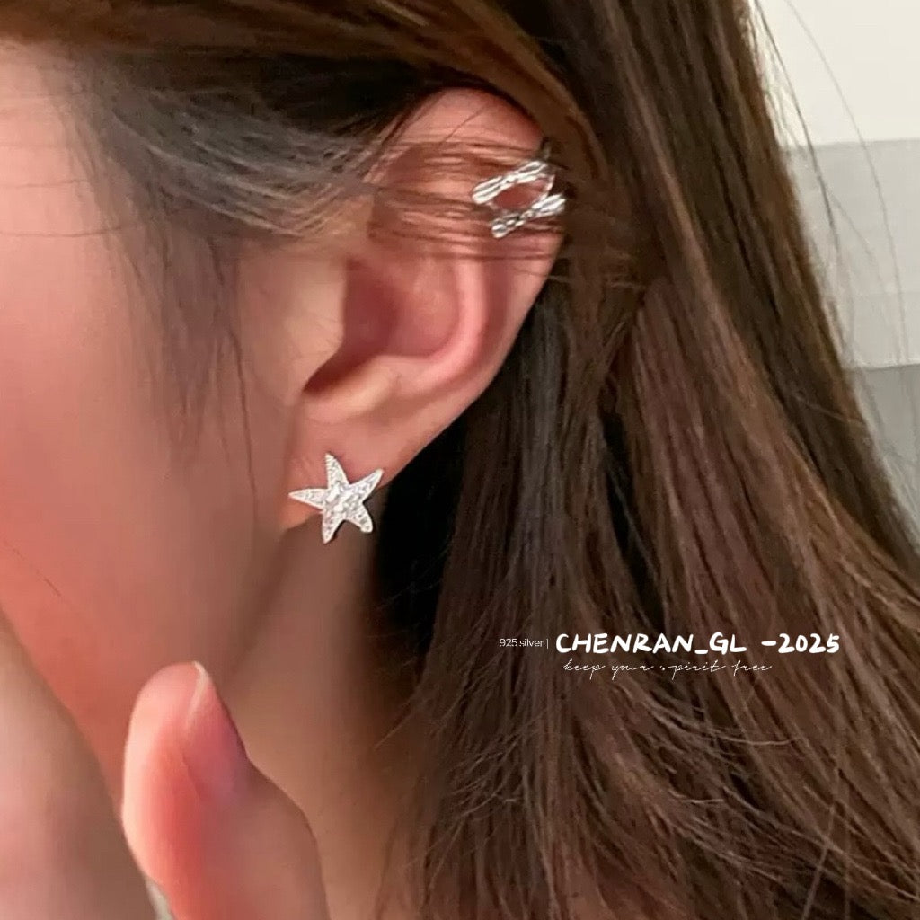 Sweet pink shell star earrings