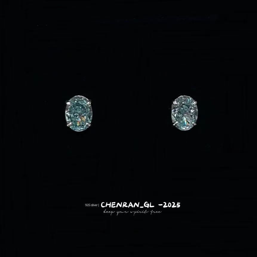 S925 silver high carbon diamond 6*8mm earrings