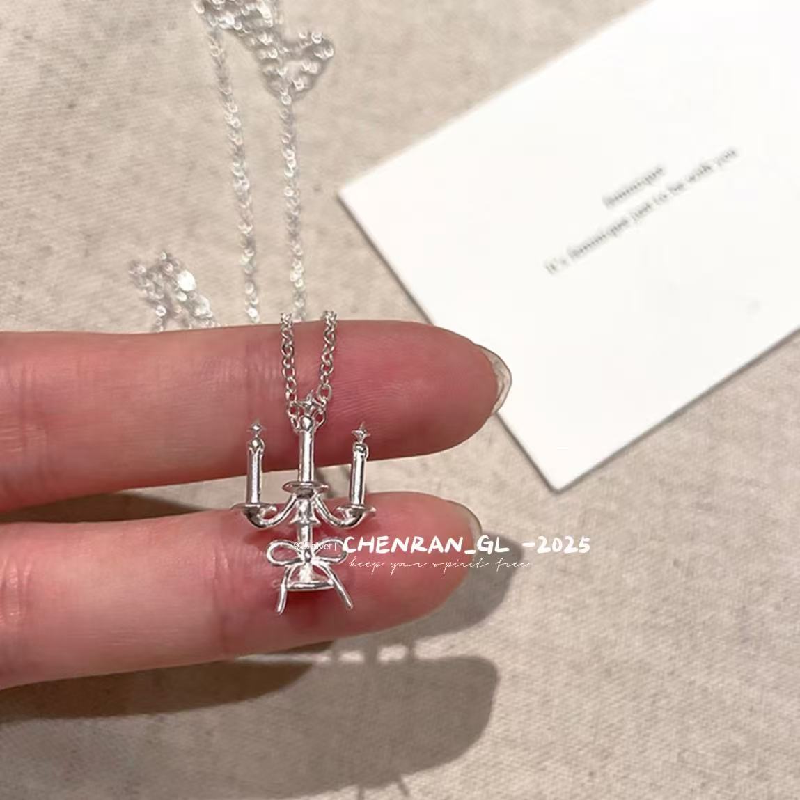 S925 silver candlestick pendant necklace