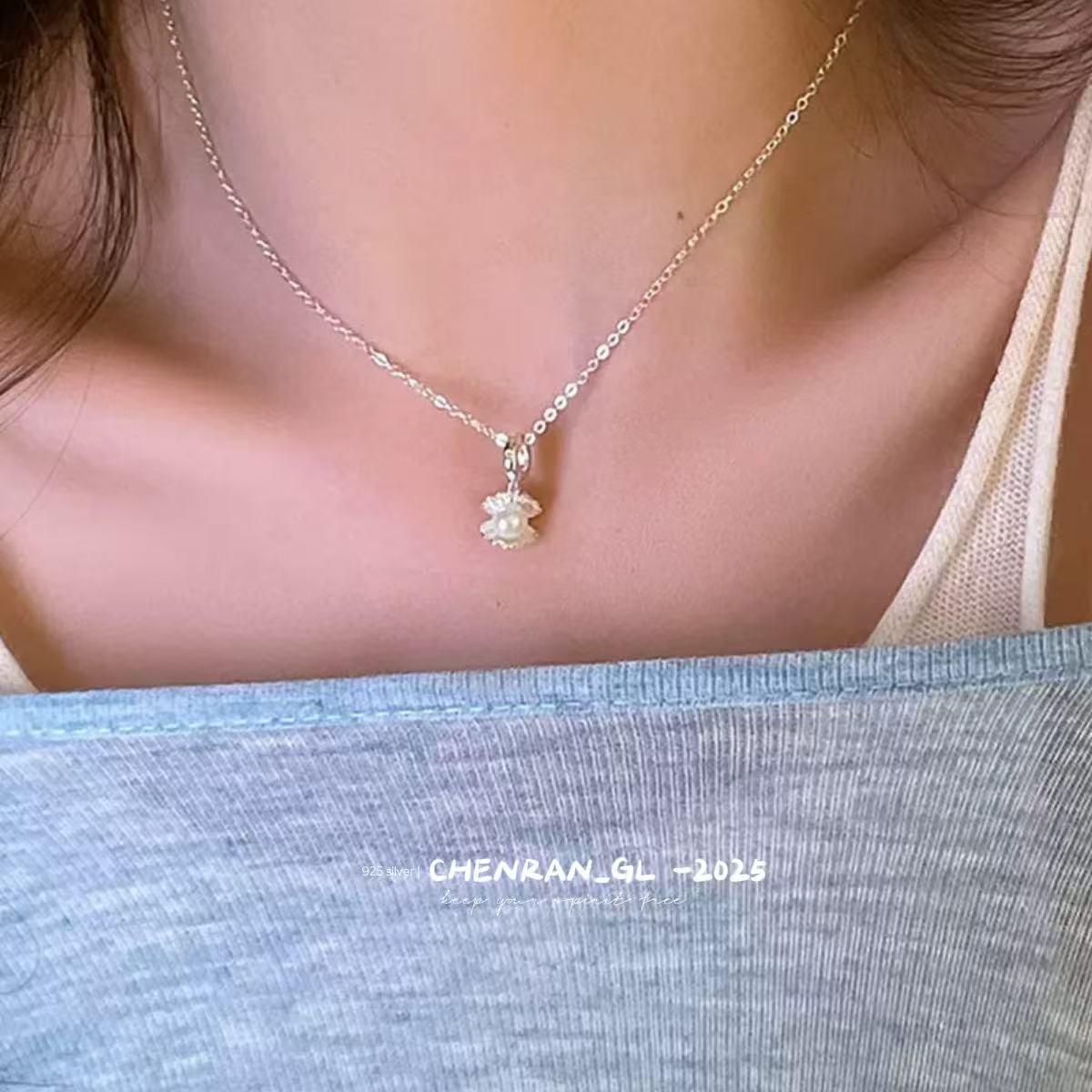 S925 silver beach shell pearl necklace