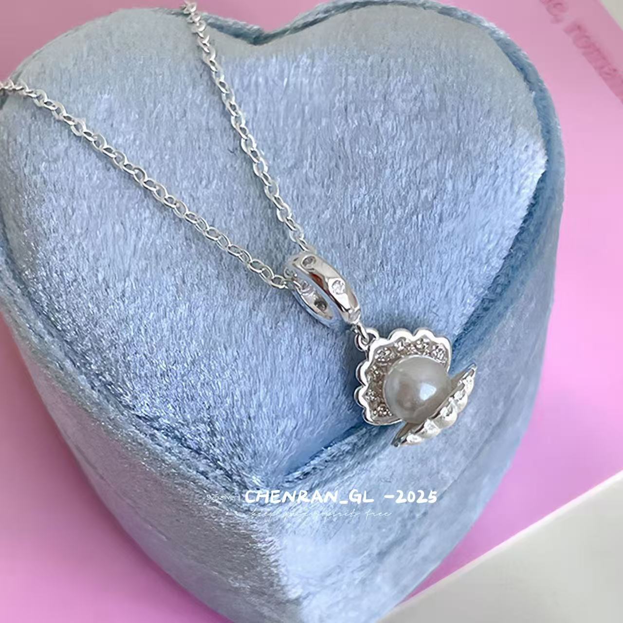 S925 silver beach shell pearl necklace