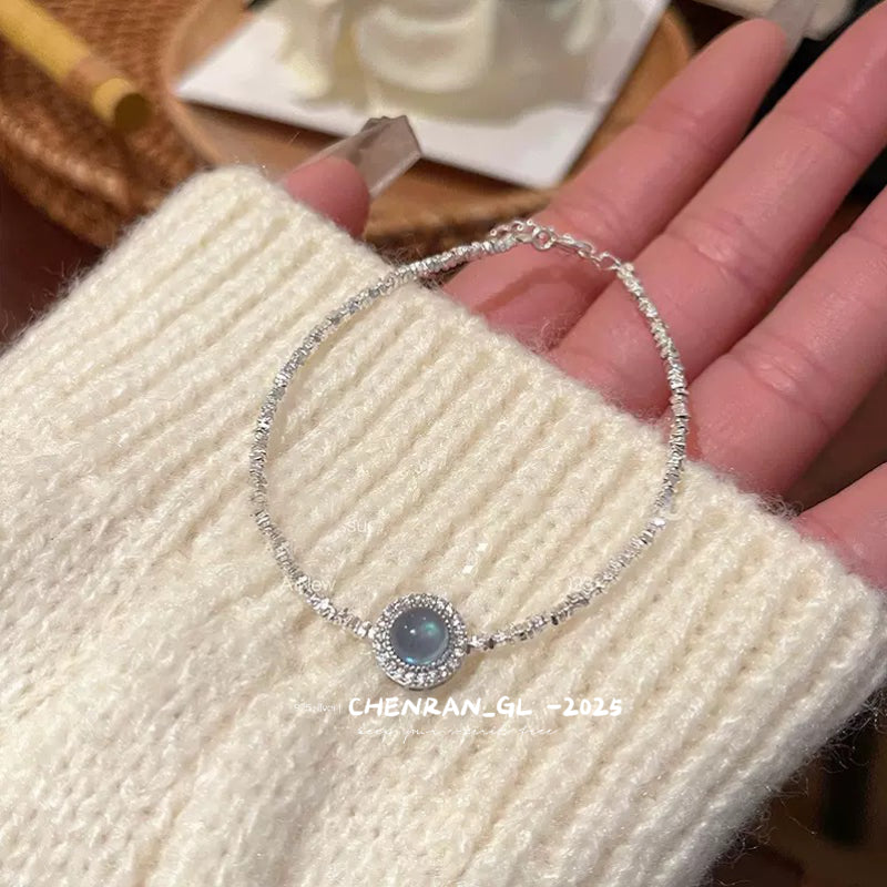 S925 silver natural aquamarine bracelet
