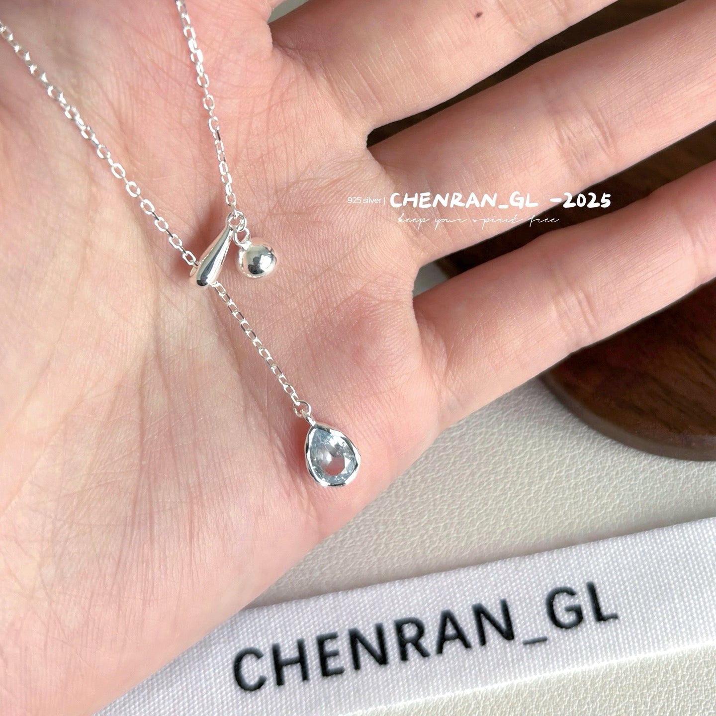 "Blue Tears" Water Drop S925 Silver Pull-out Adjustable Necklace