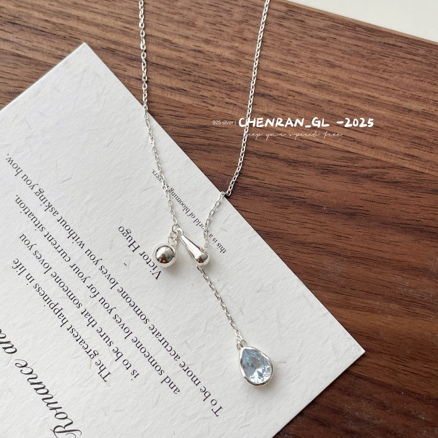 "Blue Tears" Water Drop S925 Silver Pull-out Adjustable Necklace