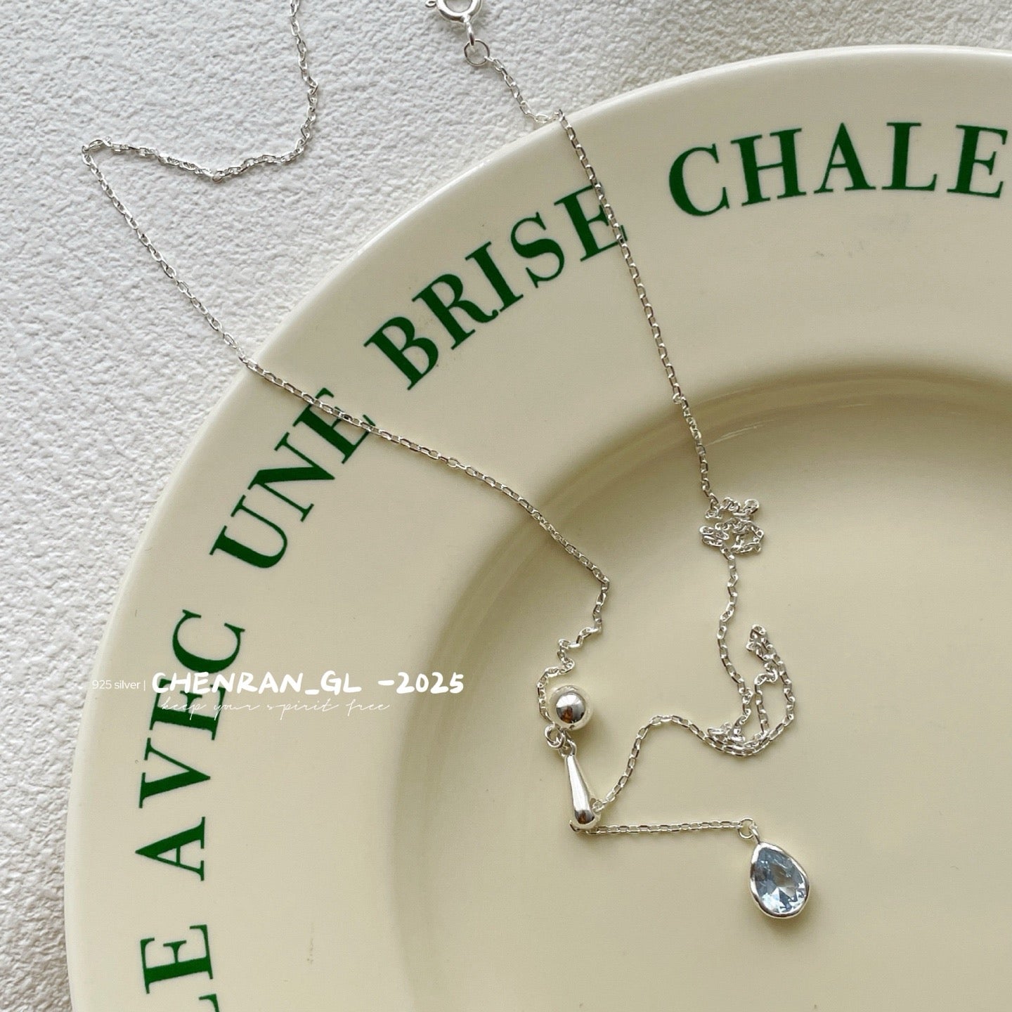 "Blue Tears" Water Drop S925 Silver Pull-out Adjustable Necklace