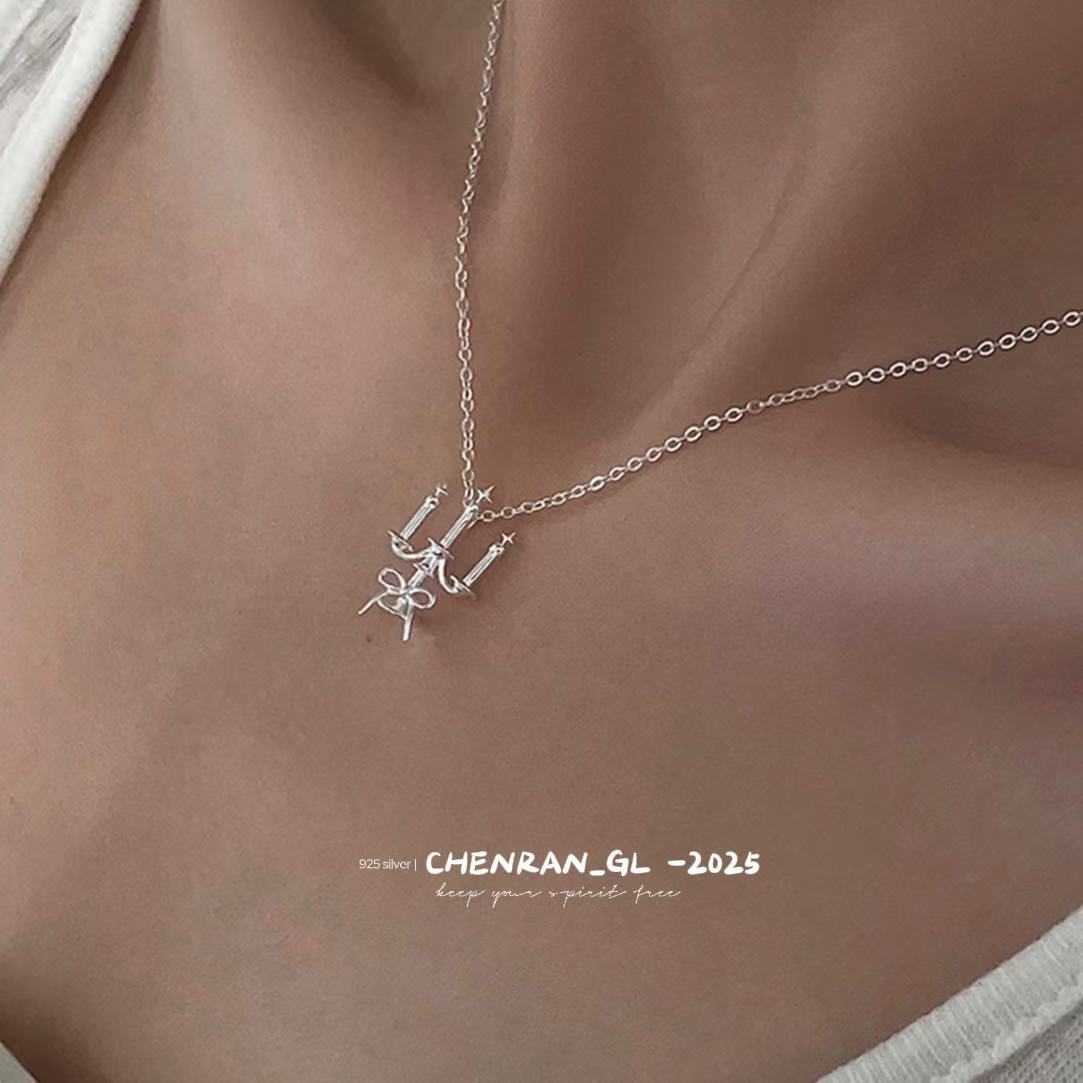 S925 silver candlestick pendant necklace