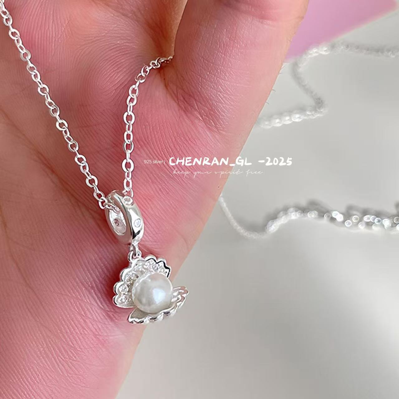 S925 silver beach shell pearl necklace