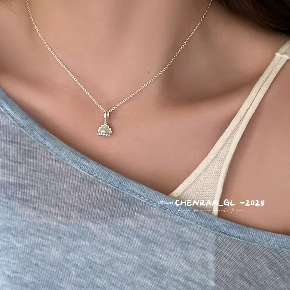 S925 silver beach shell pearl necklace