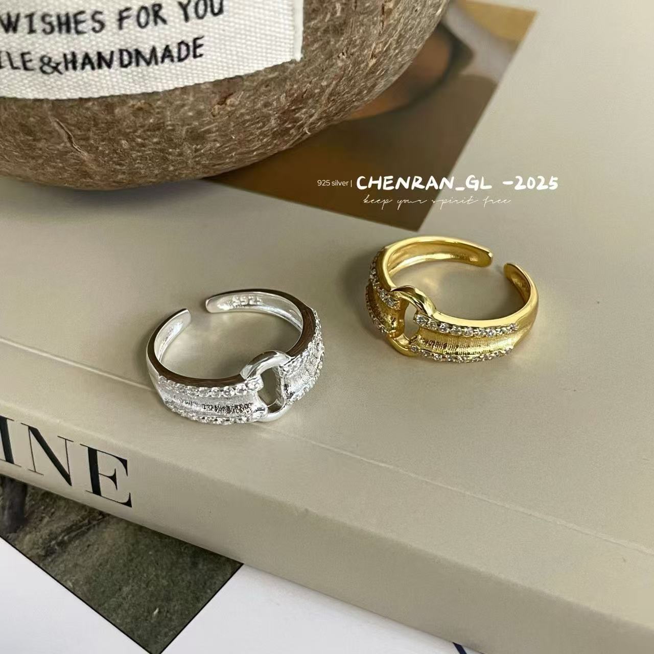 S925 silver o-clasp brushed ring