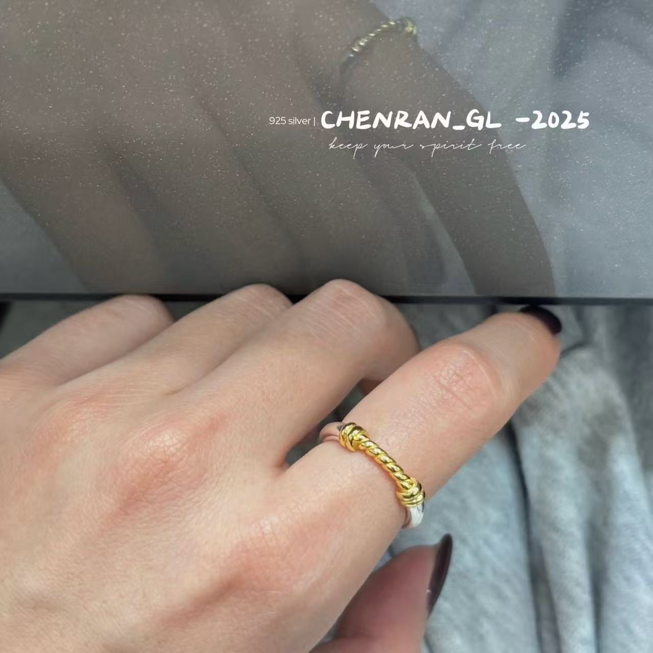 Gold and silver color-matched s925 silver ring
