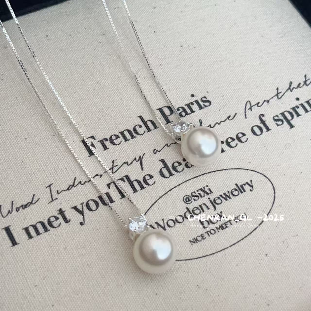 S925 silver faux pearl necklace