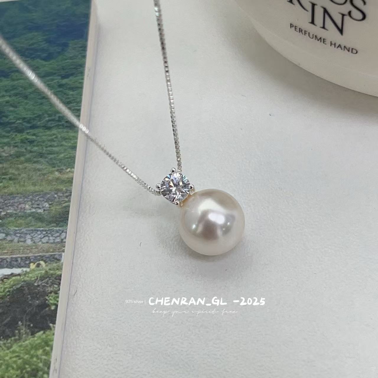 S925 silver faux pearl necklace