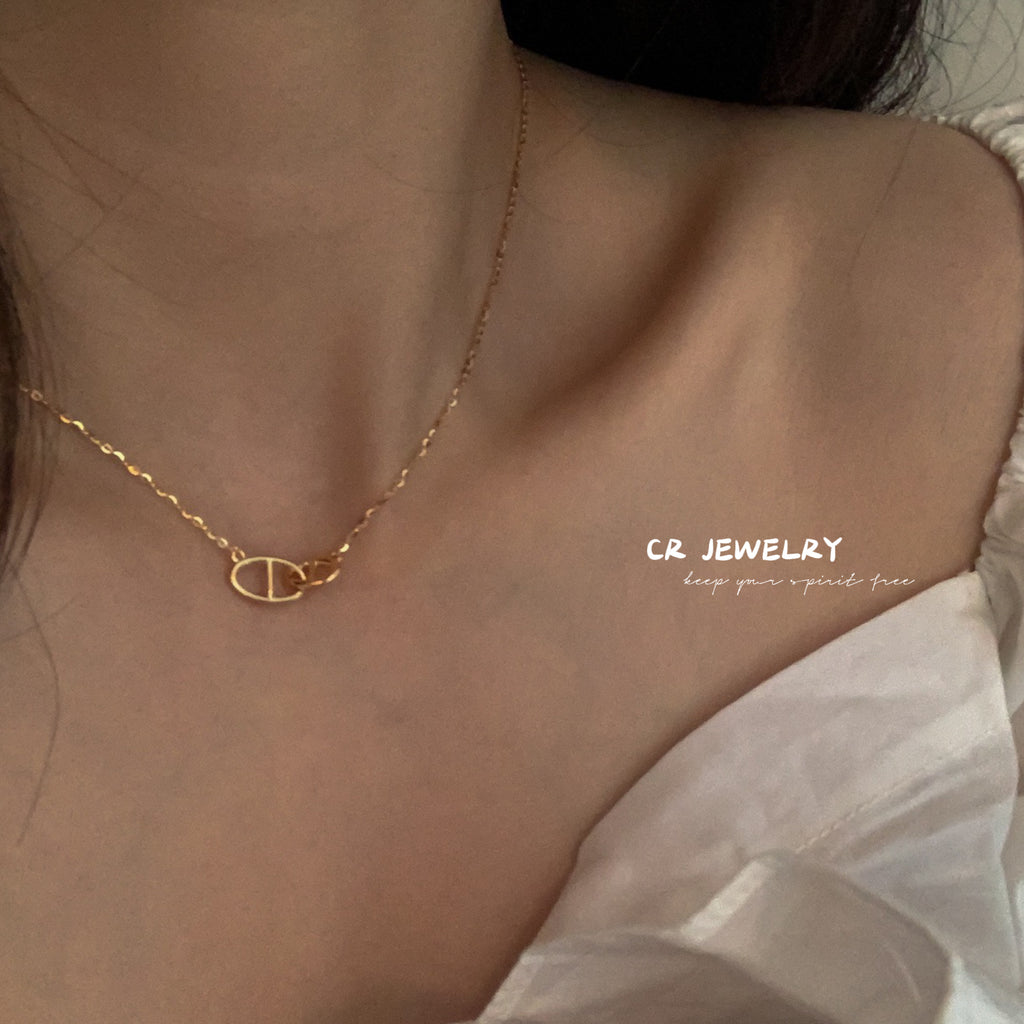 S925 silver pig nose simple necklace