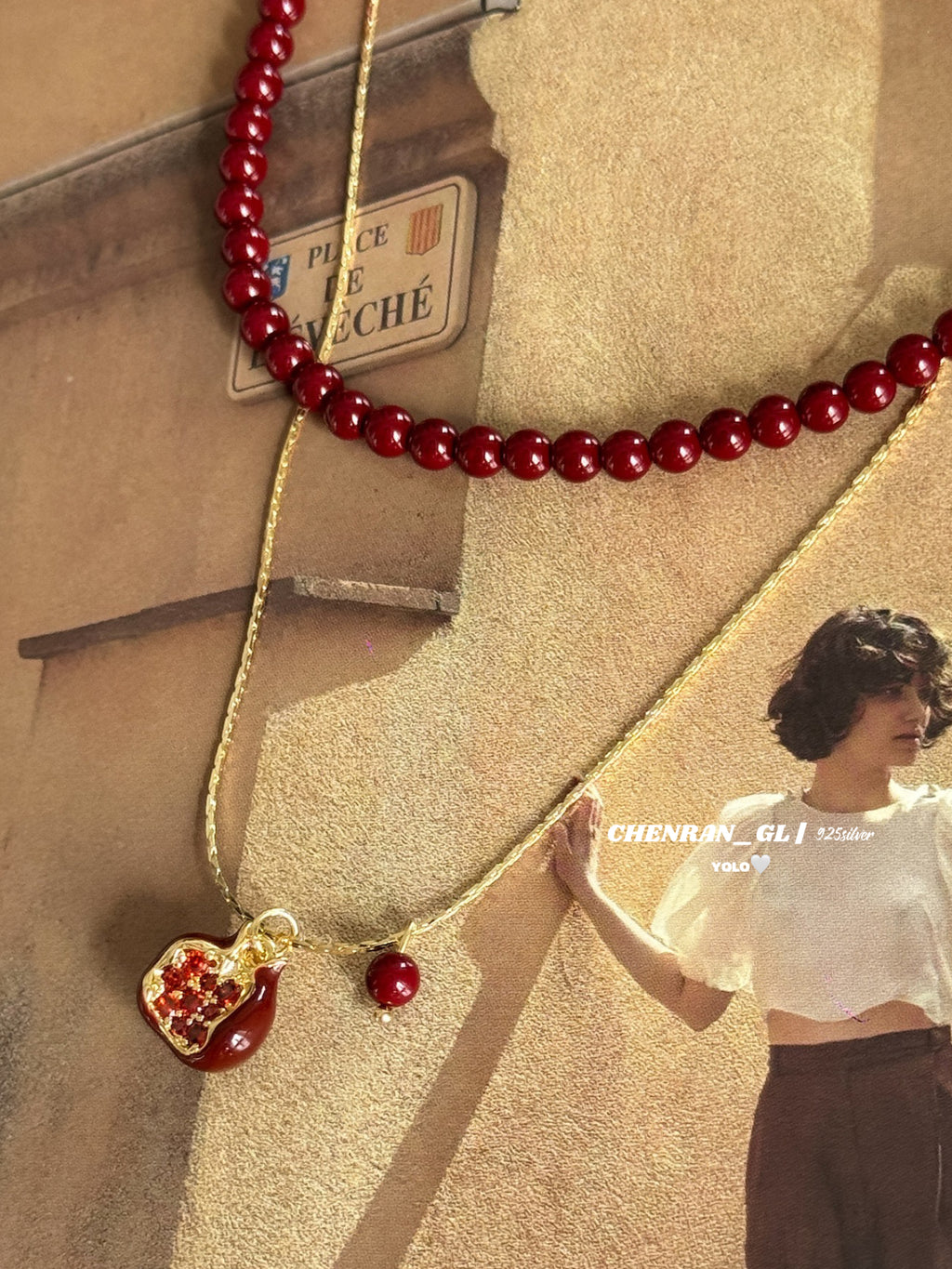 Retro pomegranate necklace