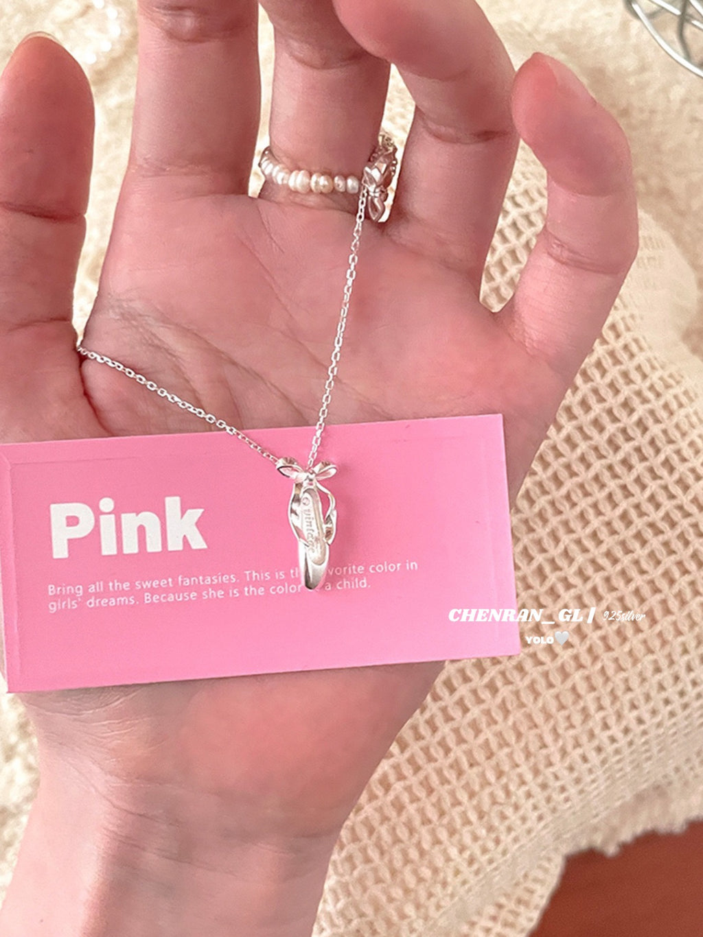 S925 silver ballet shoes necklace