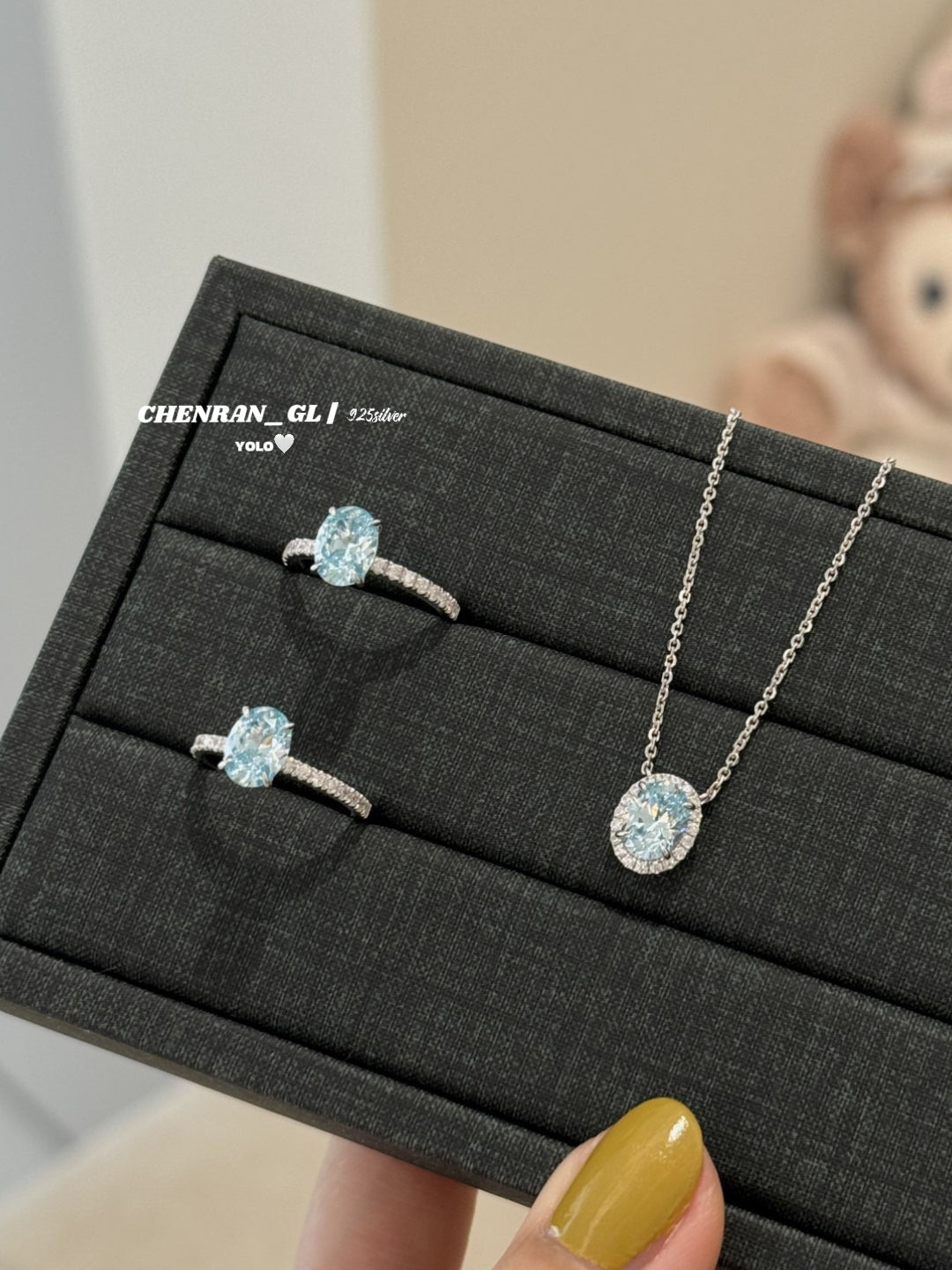 S925 silver 6*8mm oval high-carbon diamond pendant necklace