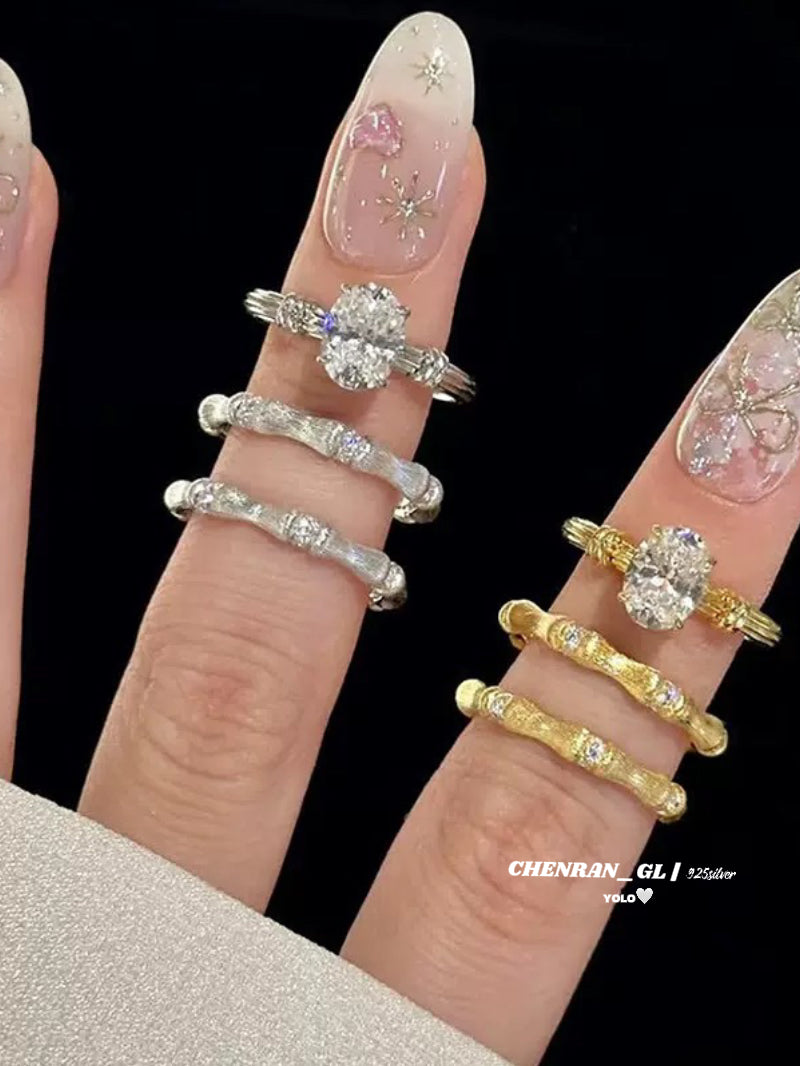 S925 silver oval 6*8mm high-carbon ring