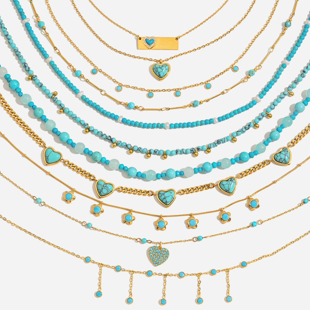 Turquoise and stainless steel necklace