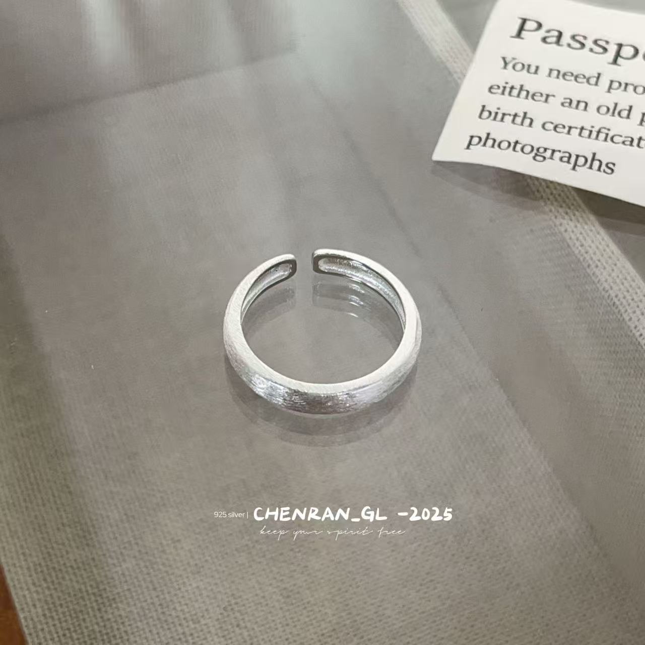 S925 silver frosted brushed ring