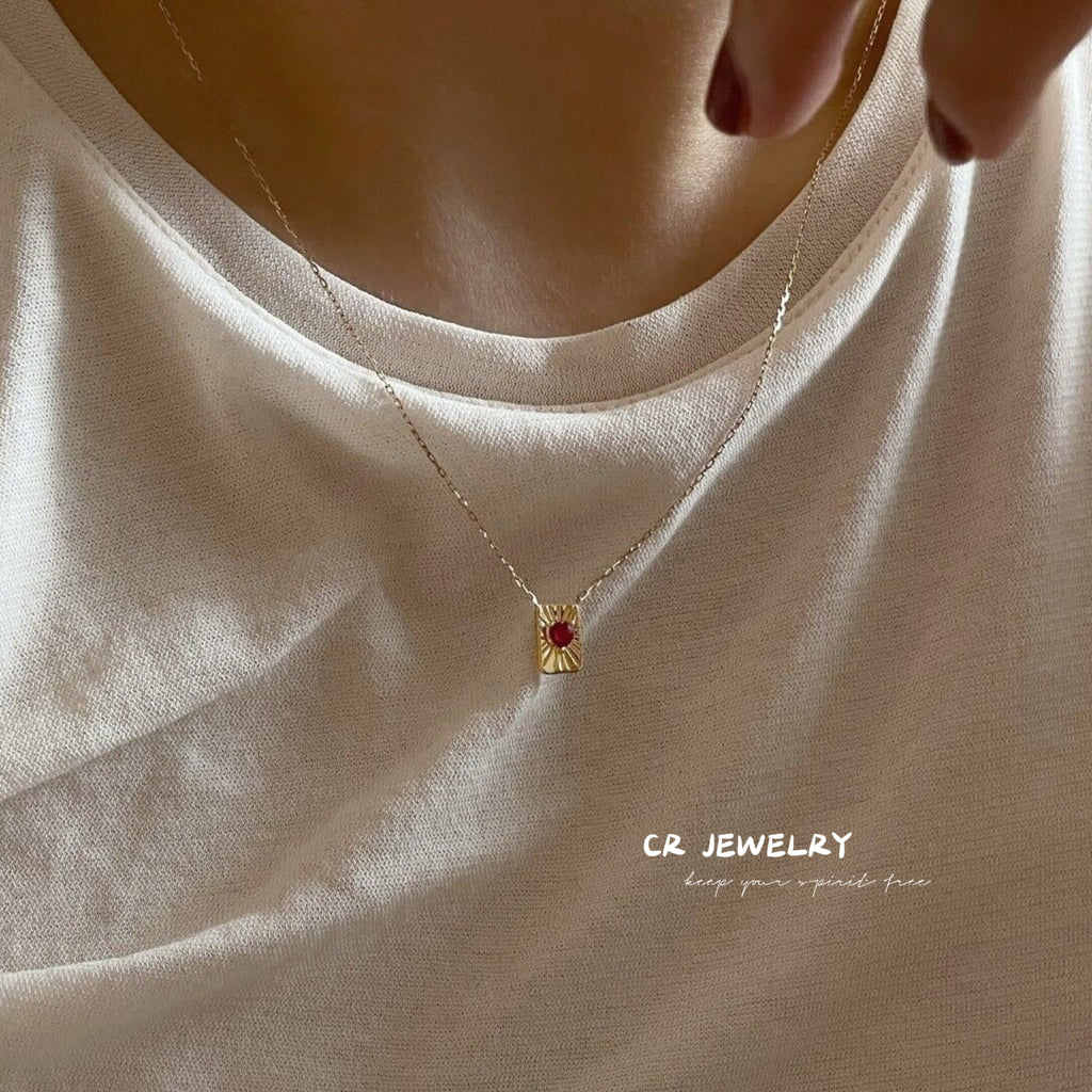 S925 silver red heart pendant necklace