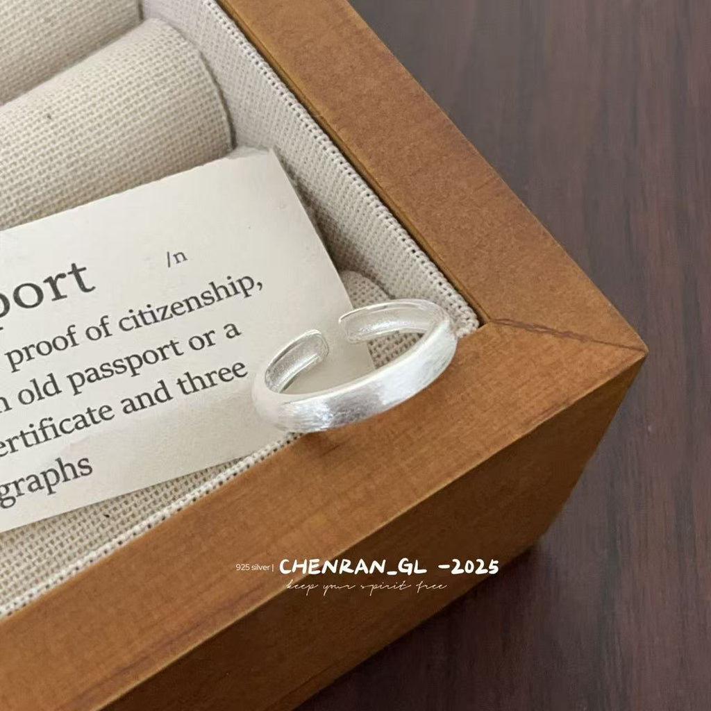 S925 silver frosted brushed ring