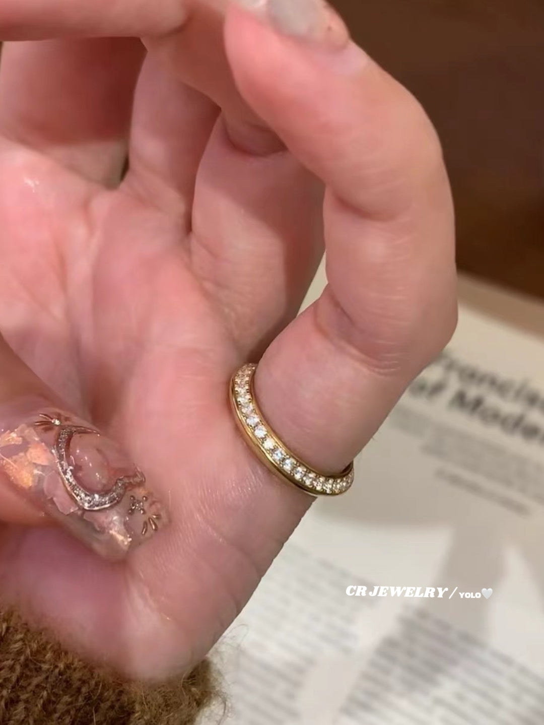 S925 silver high-carbon diamond flying disc tail ring