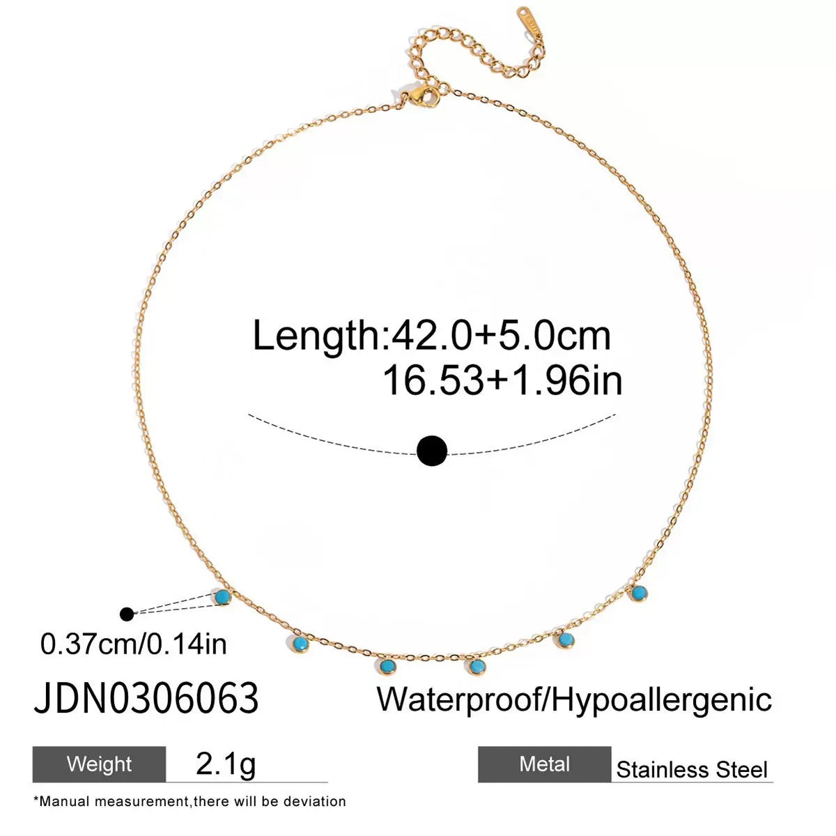 Turquoise and stainless steel necklace