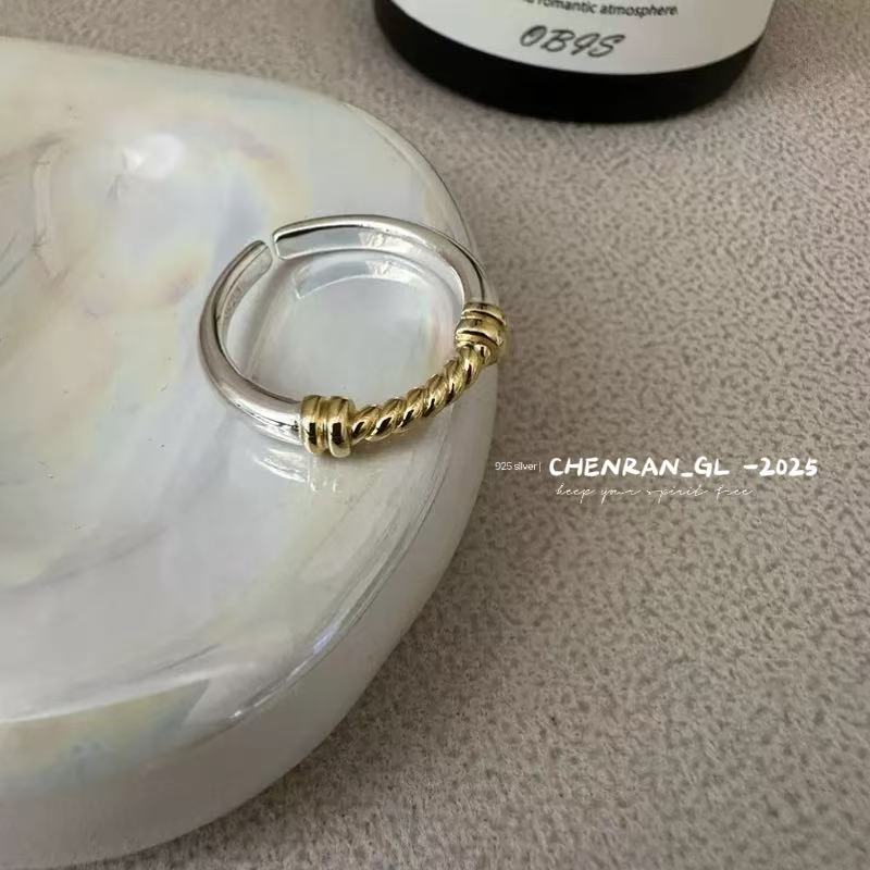 Gold and silver color-matched s925 silver ring