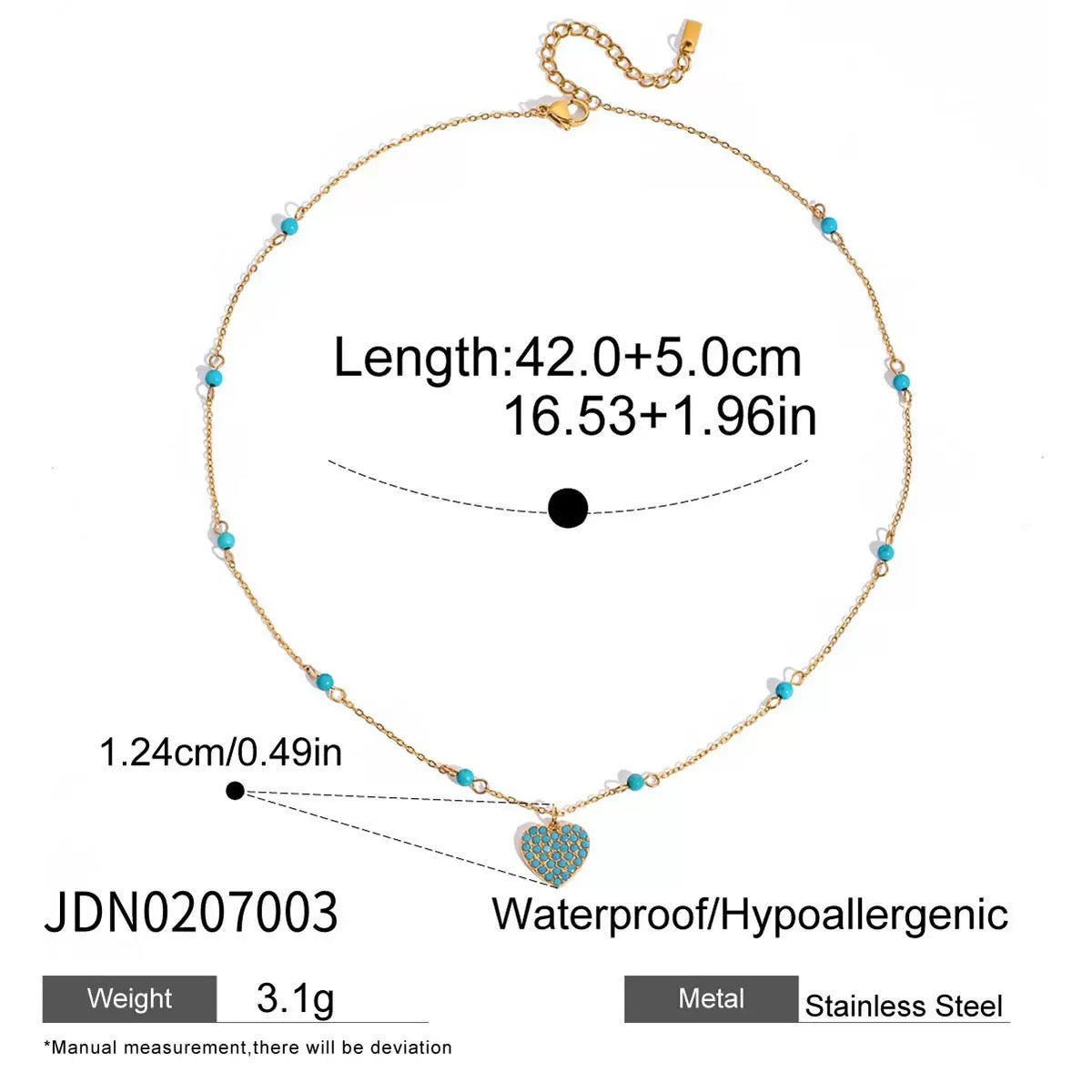 Turquoise and stainless steel necklace