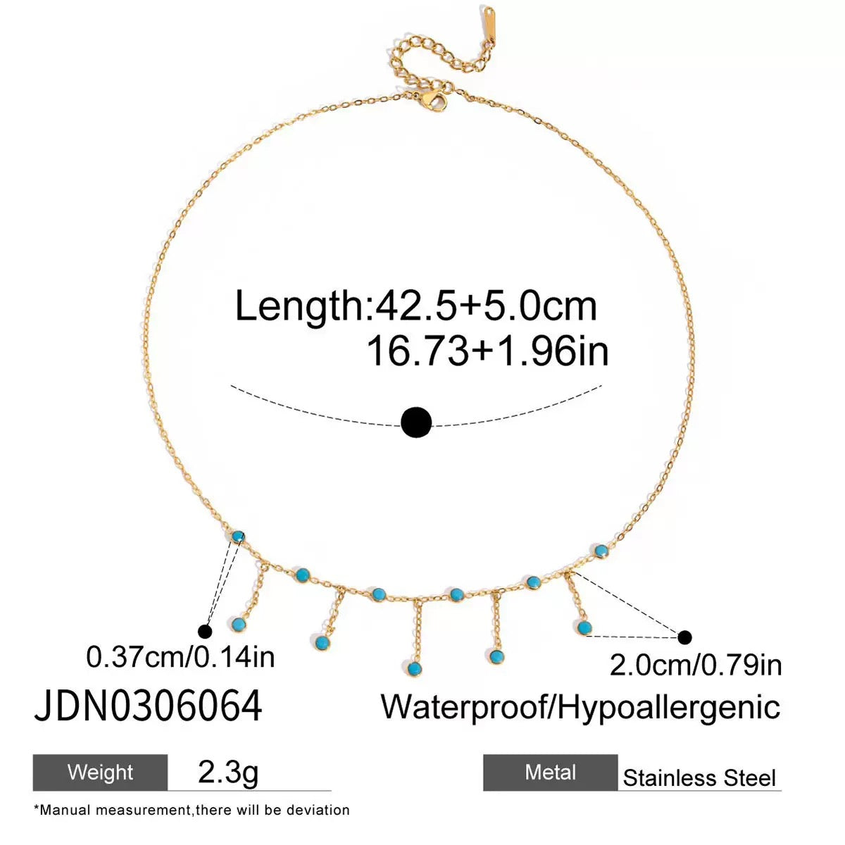 Turquoise and stainless steel necklace