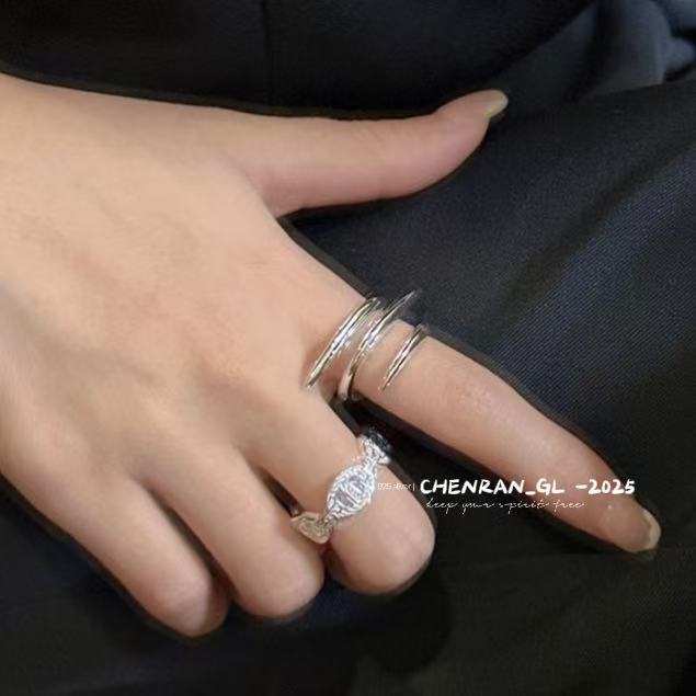 S925 silver pig nose texture ring