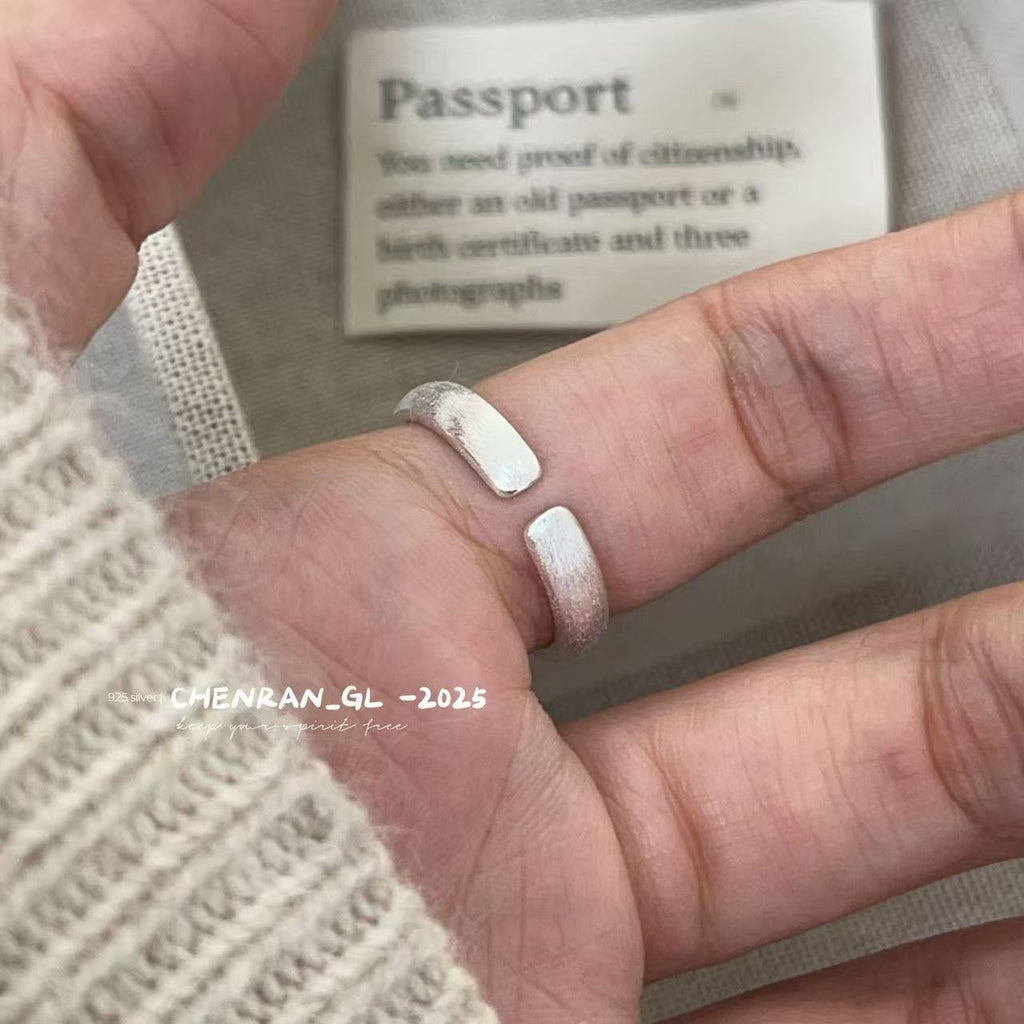 S925 silver frosted brushed ring