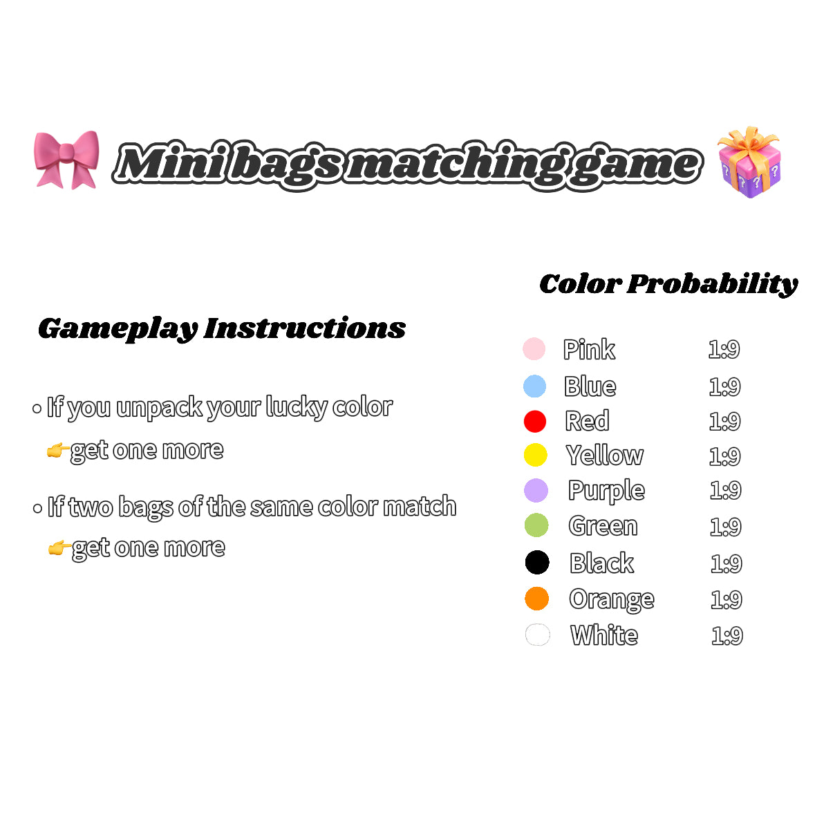 Mini bags matching game