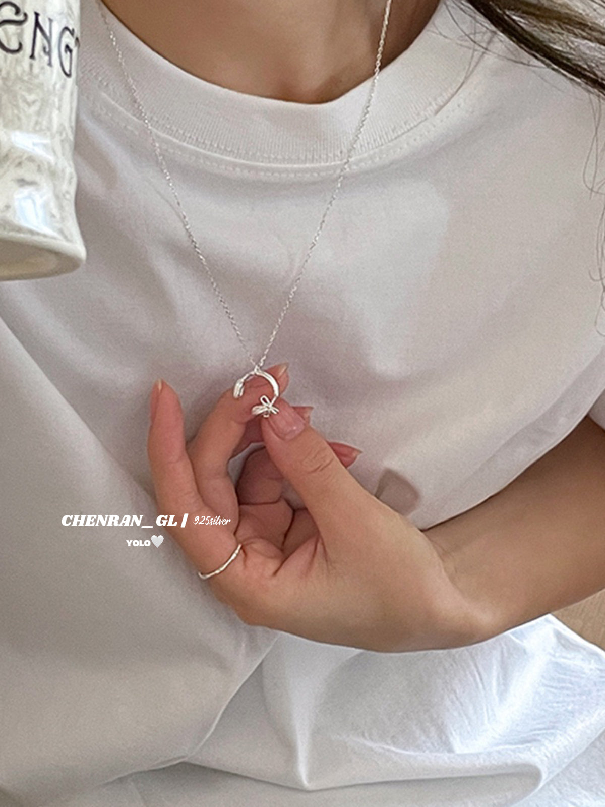 S925 silver bow headphone necklace