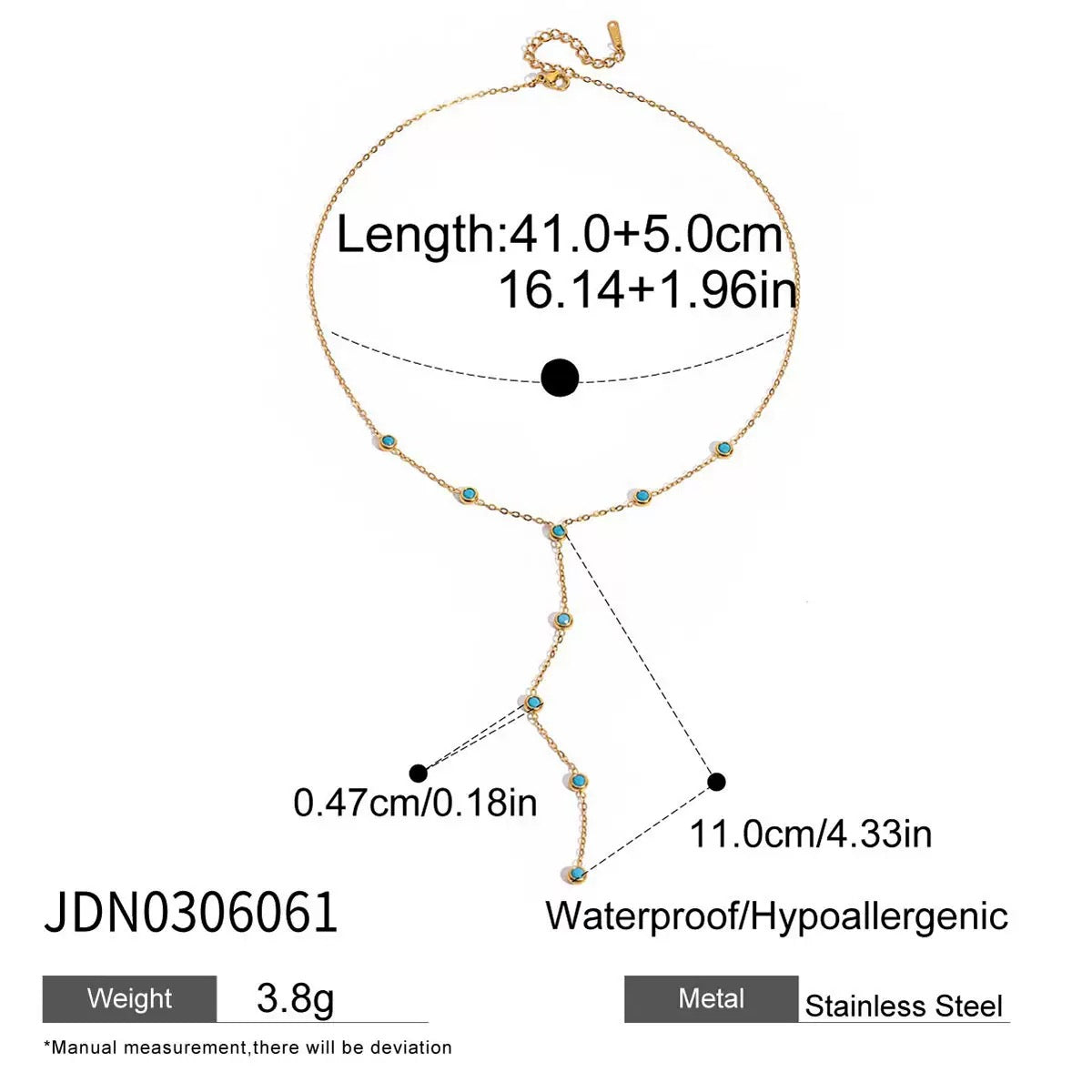 Turquoise and stainless steel necklace