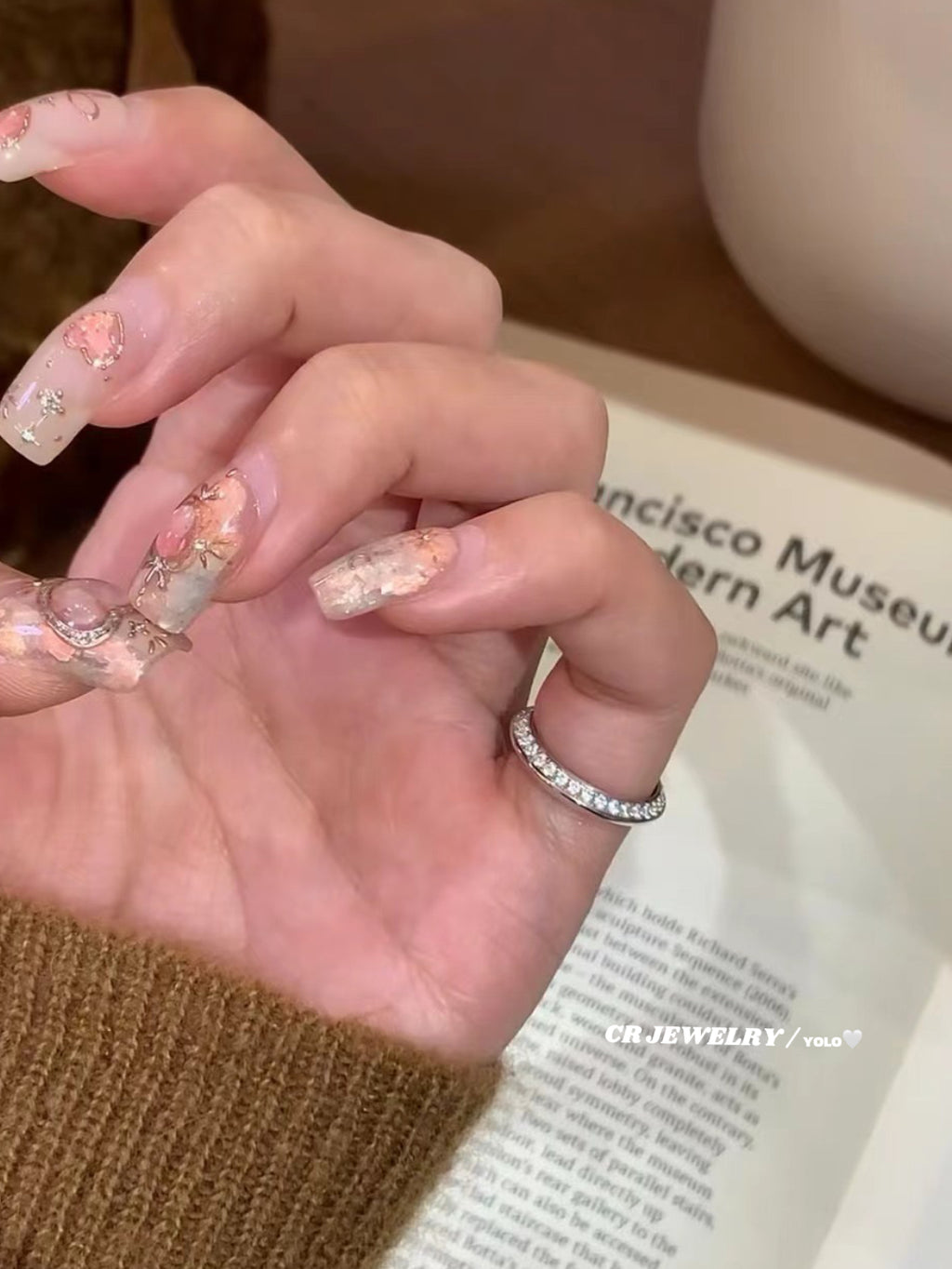 S925 silver high-carbon diamond flying disc tail ring