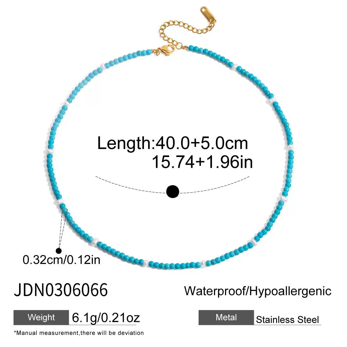 Turquoise and stainless steel necklace