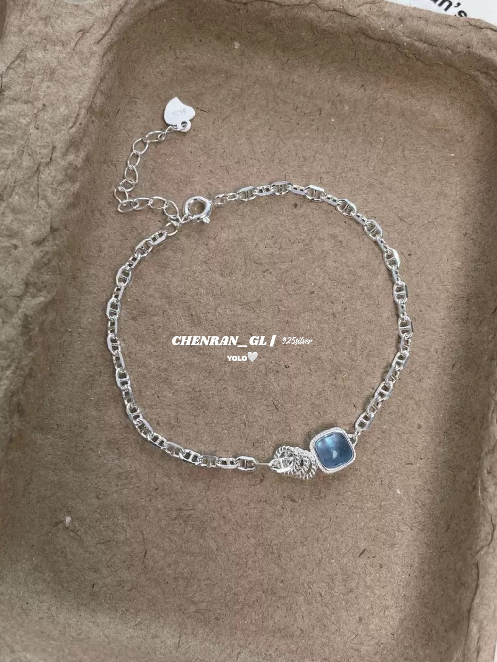 S925 silver aquamarine pig nose bracelet