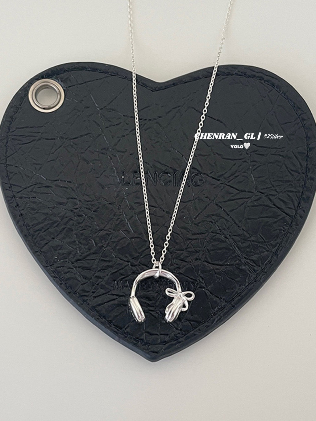 S925 silver bow headphone necklace