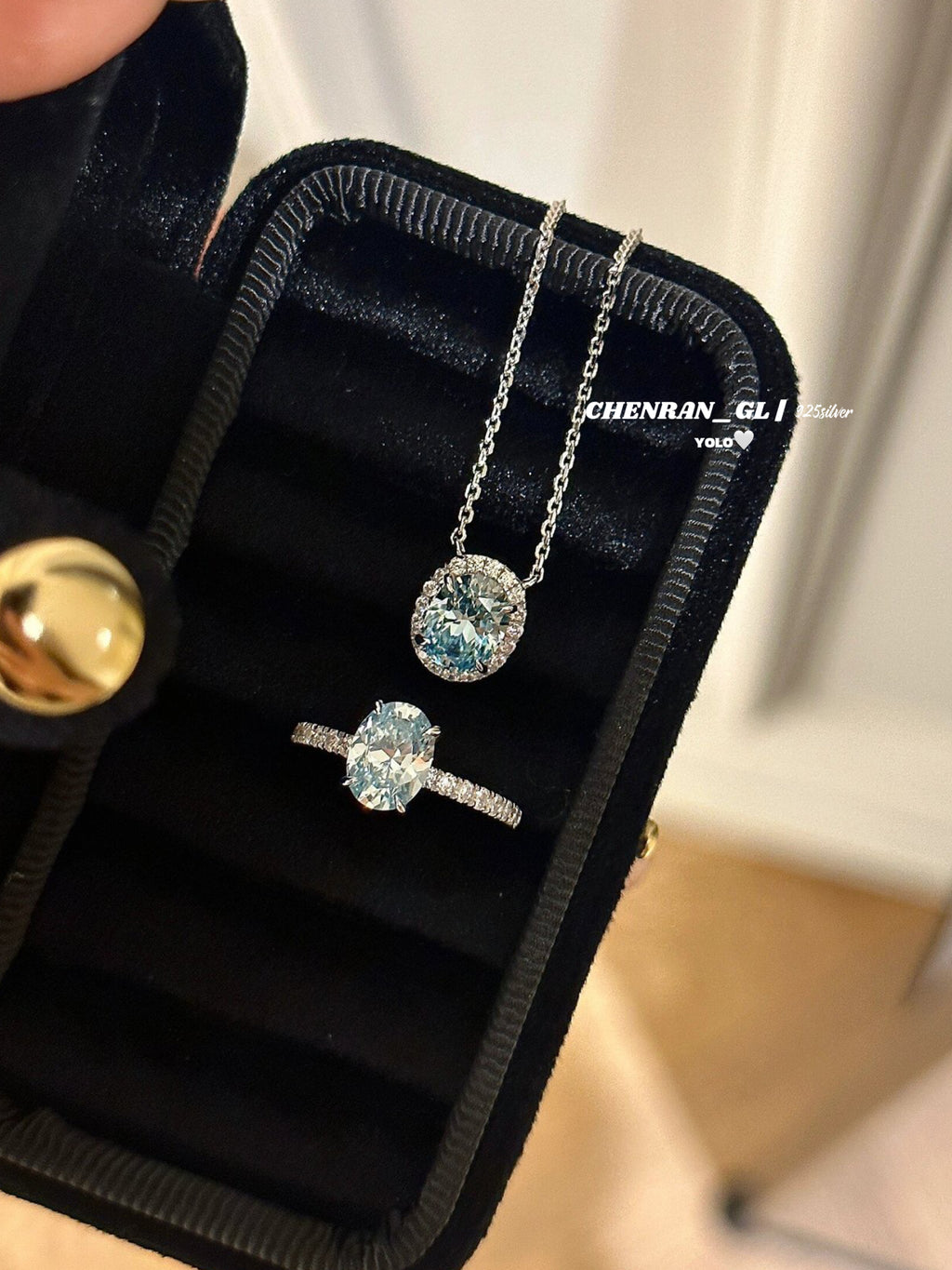 S925 silver 6*8mm oval high-carbon diamond pendant necklace