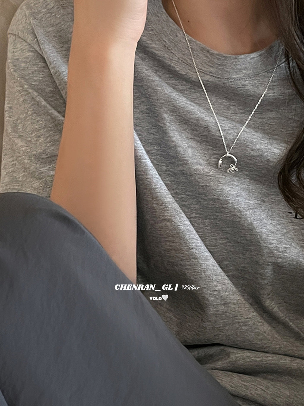 S925 silver bow headphone necklace