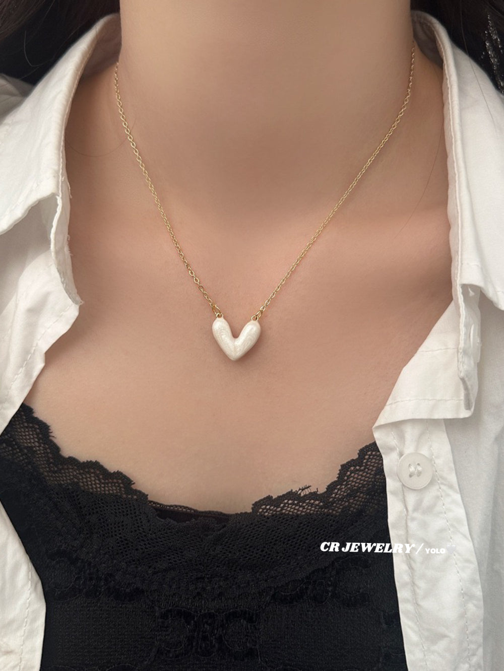 Heart-shaped drip glaze necklace