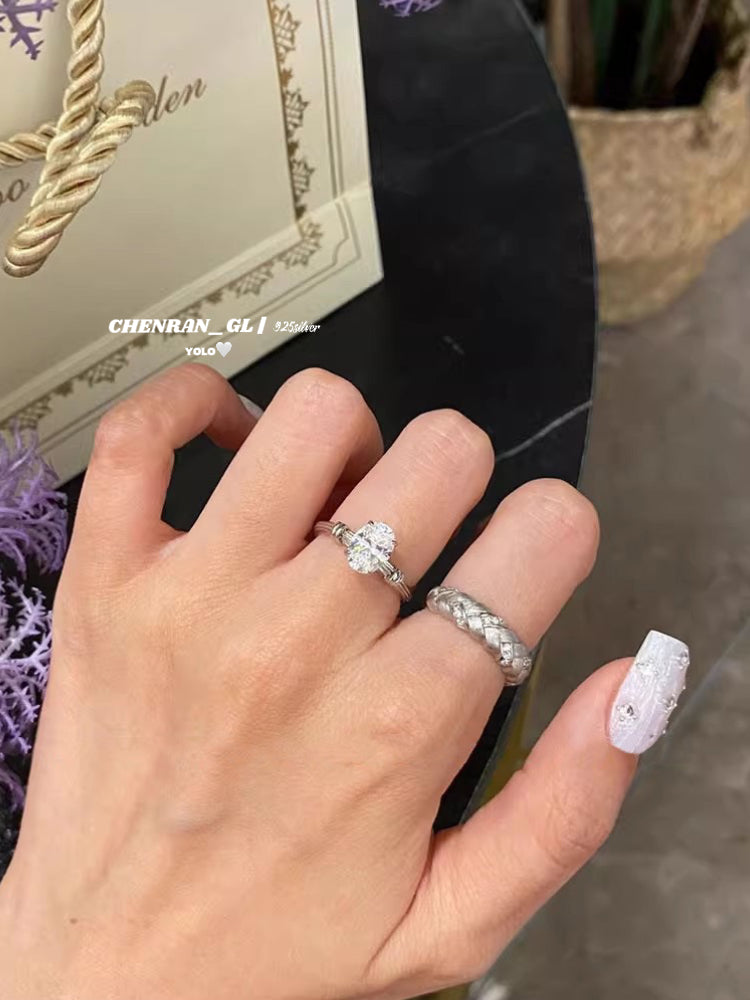 S925 silver oval 6*8mm high-carbon ring