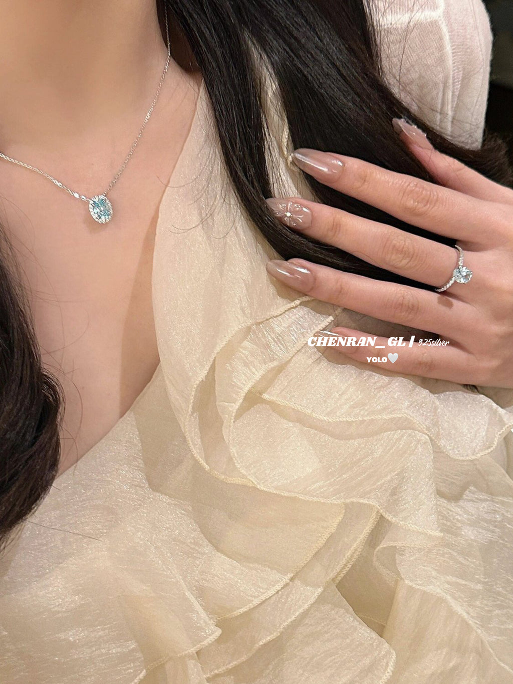 S925 silver 6*8mm oval high-carbon diamond pendant necklace