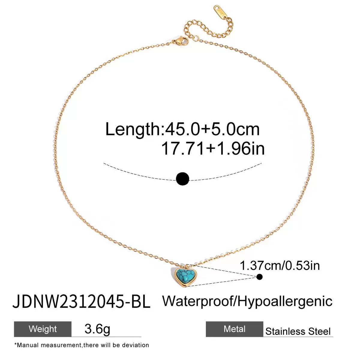 Turquoise and stainless steel necklace