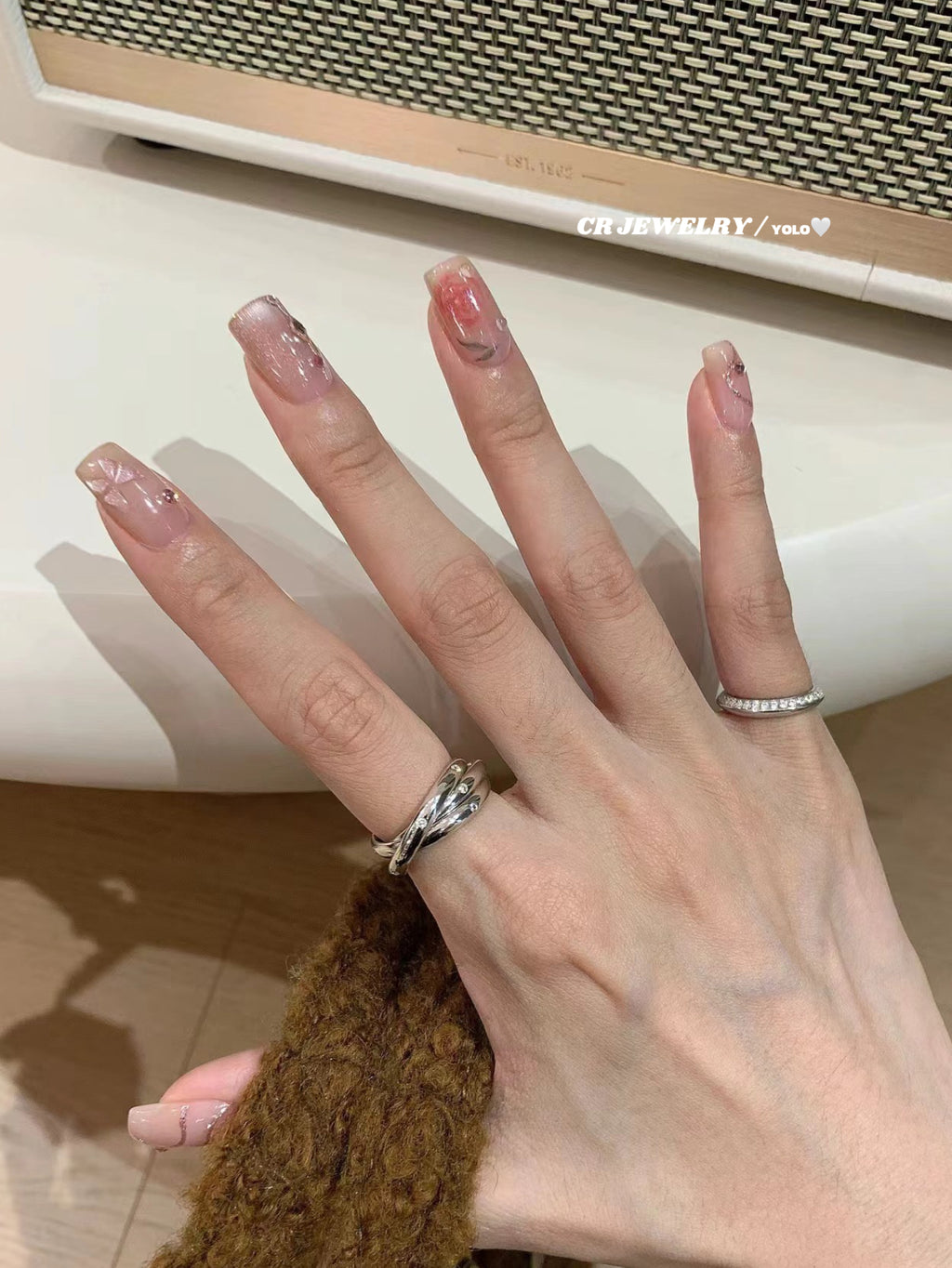 S925 silver high-carbon diamond flying disc tail ring